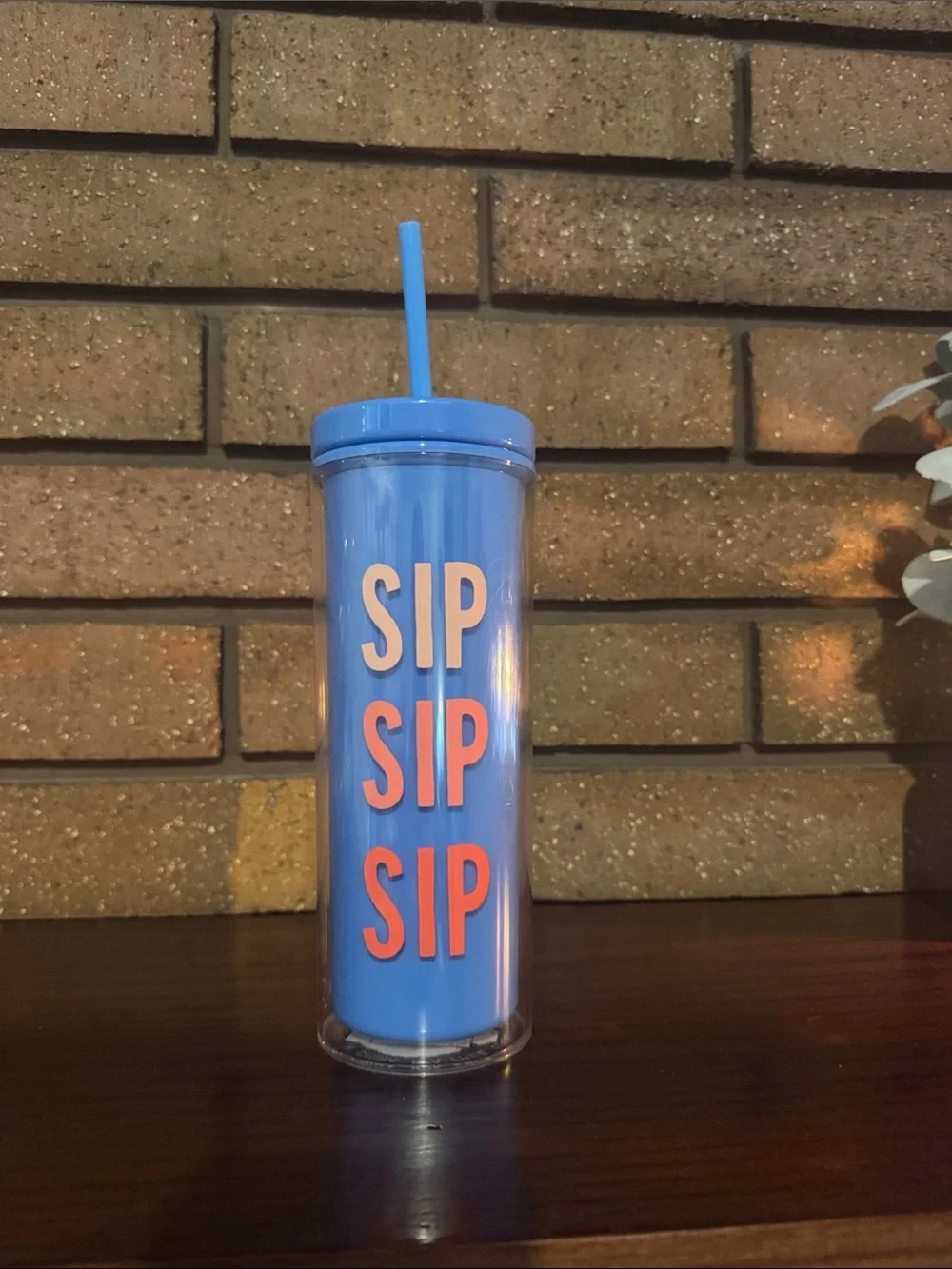 kate spade blue insulated 'SIP SIP SIP' Tumbler with Straw